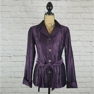 Chico's Shimmery Dark Plum Long Sleeve Button Up Jacket/Top ~ Size 4